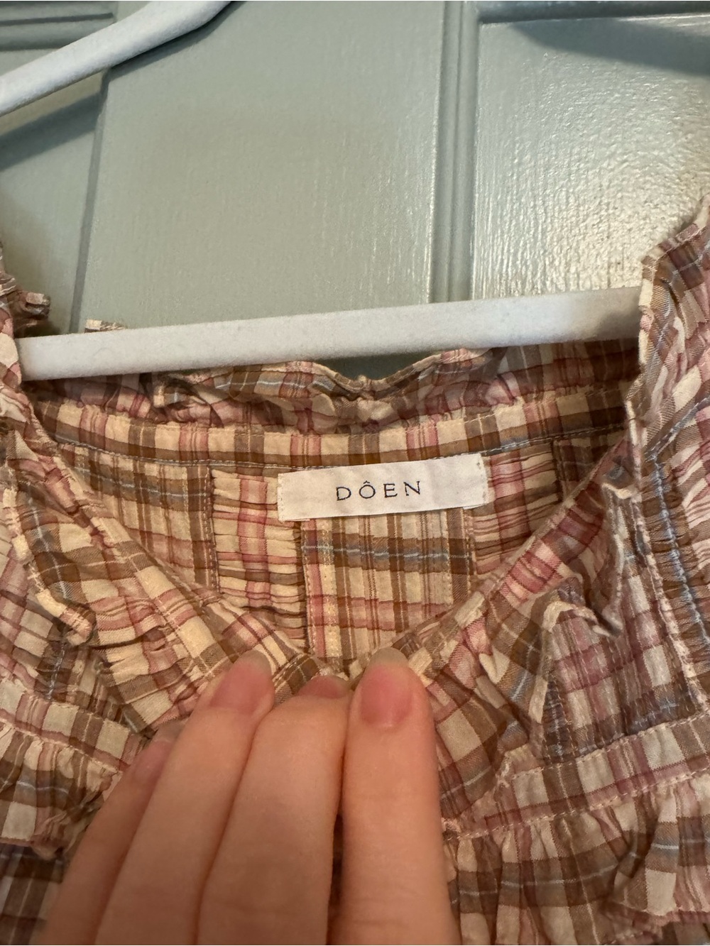 Dôen plaid blouse, size XS - Picture 2 of 3